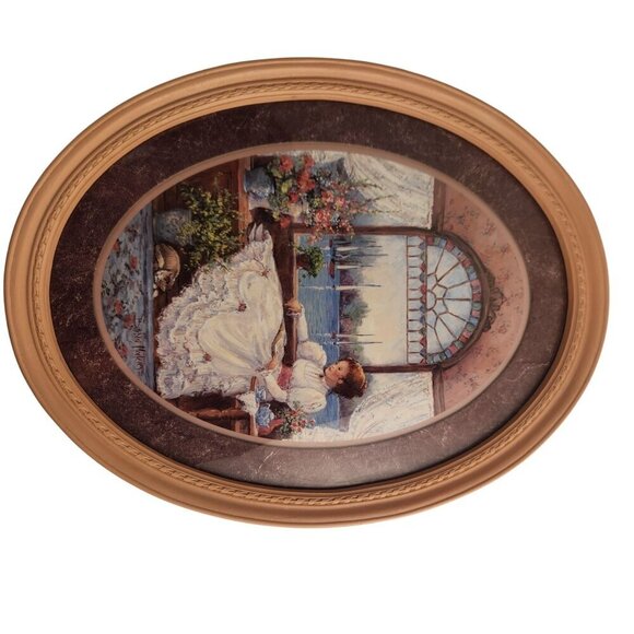 Lady in the Window by Georgia artist Barbara Mock 1981 Vintage Victorian Oval Wa - Picture 11 of 13